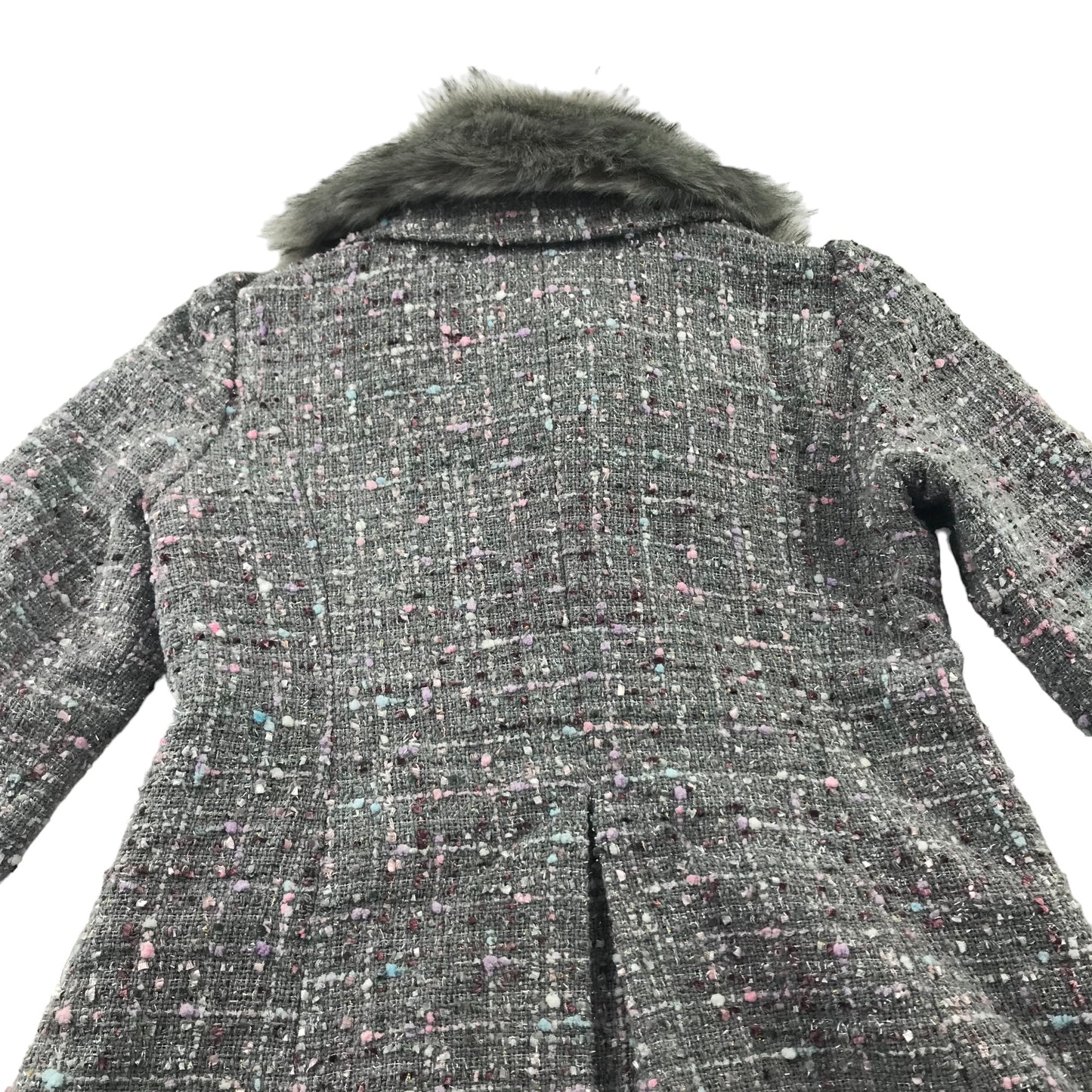 Monsoon coat 7-8 years grey and pink formal with faux fur collar