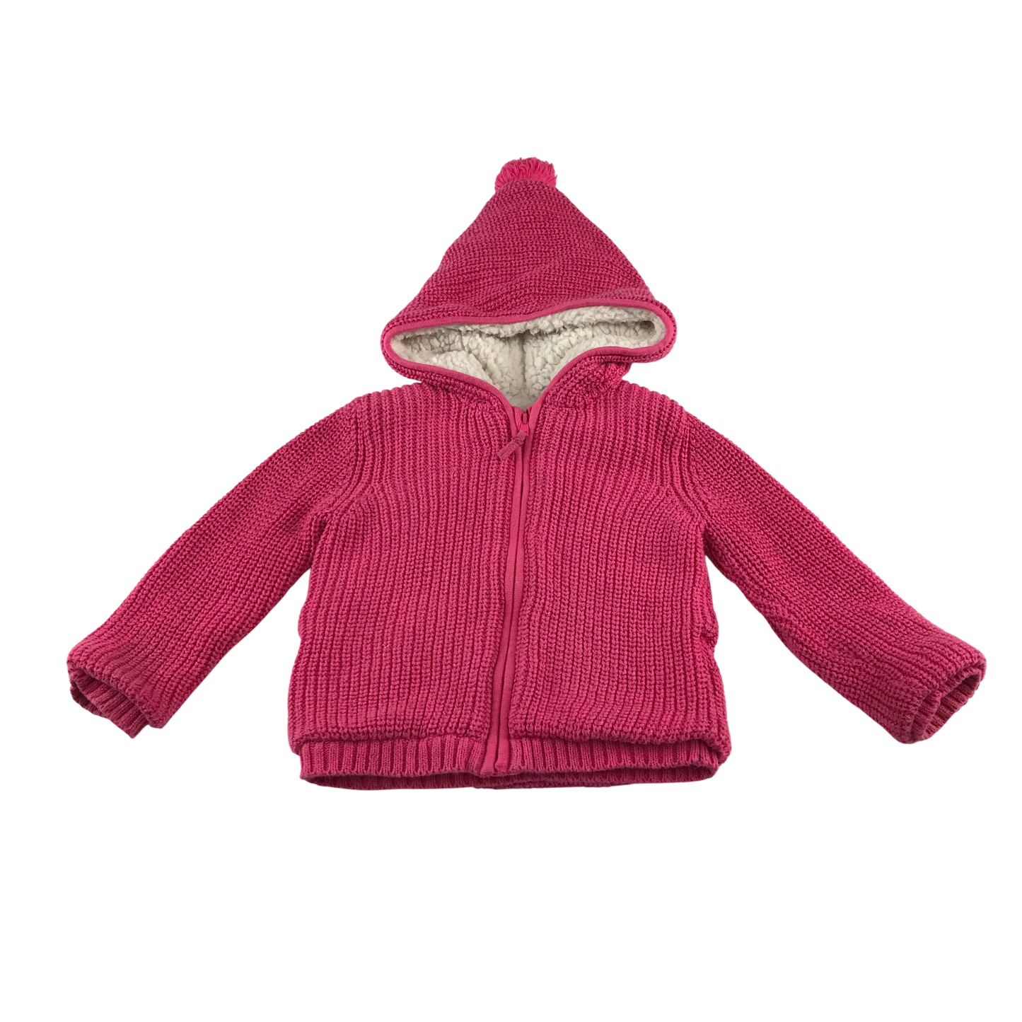 M&S Hooded Fleece 5-6 Years Pink Knit Zip Up