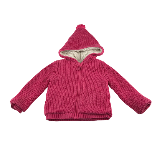 M&S Hooded Fleece 5-6 Years Pink Knit Zip Up