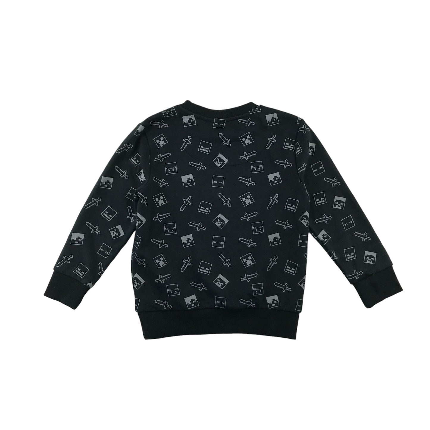 F&F sweater 5-6 years black Minecraft sequin text and graphic print design