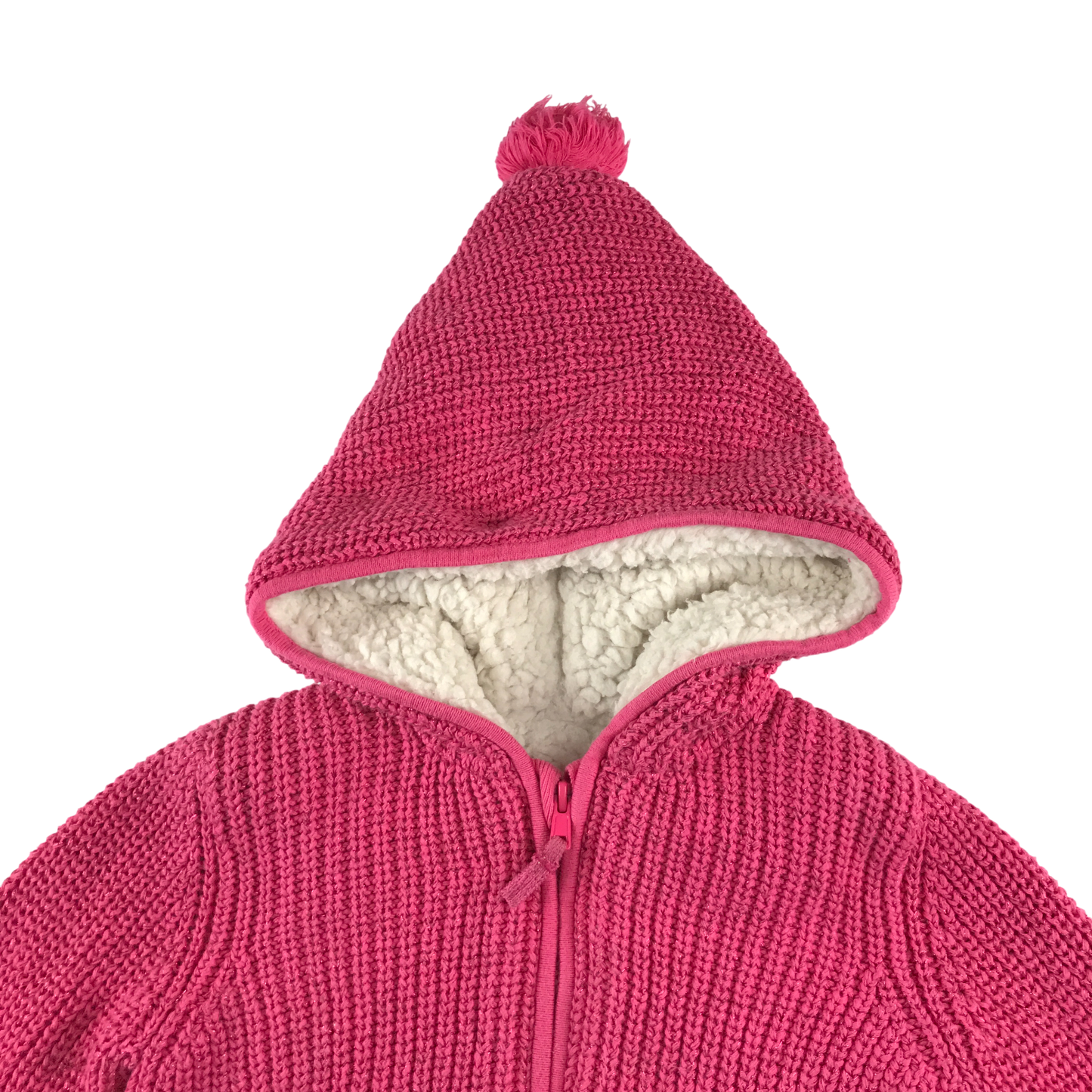 M&S Hooded Fleece 5-6 Years Pink Knit Zip Up