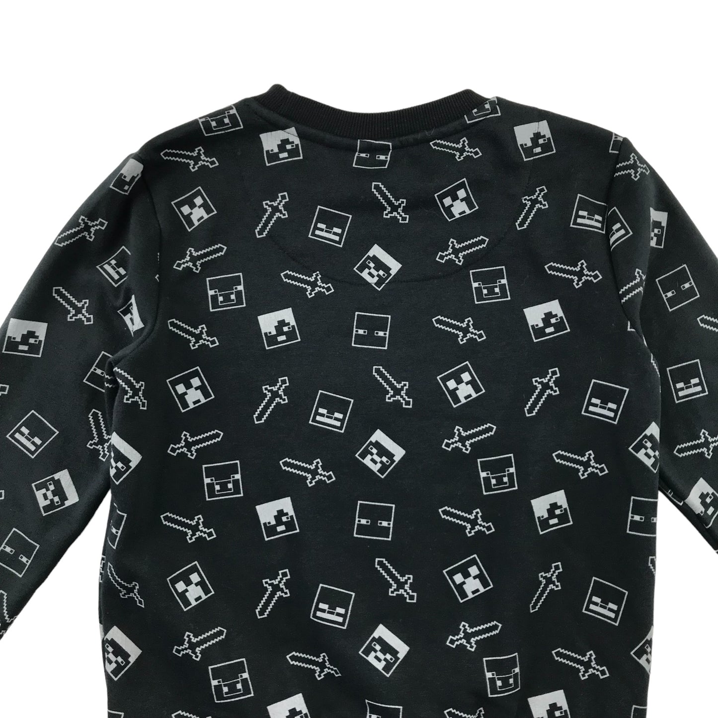 F&F sweater 5-6 years black Minecraft sequin text and graphic print design