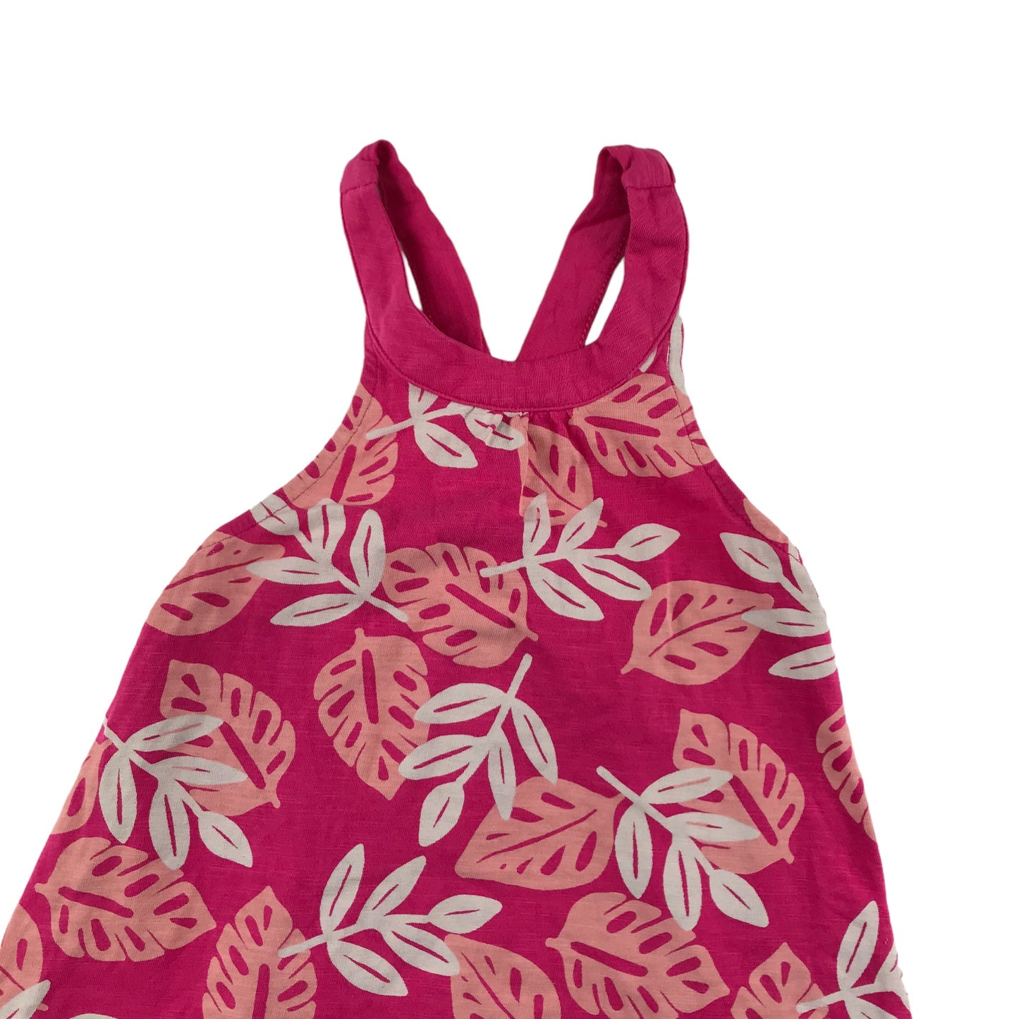 Okaidi Dress Age 4-5 Pink Leaf Pattern Cotton