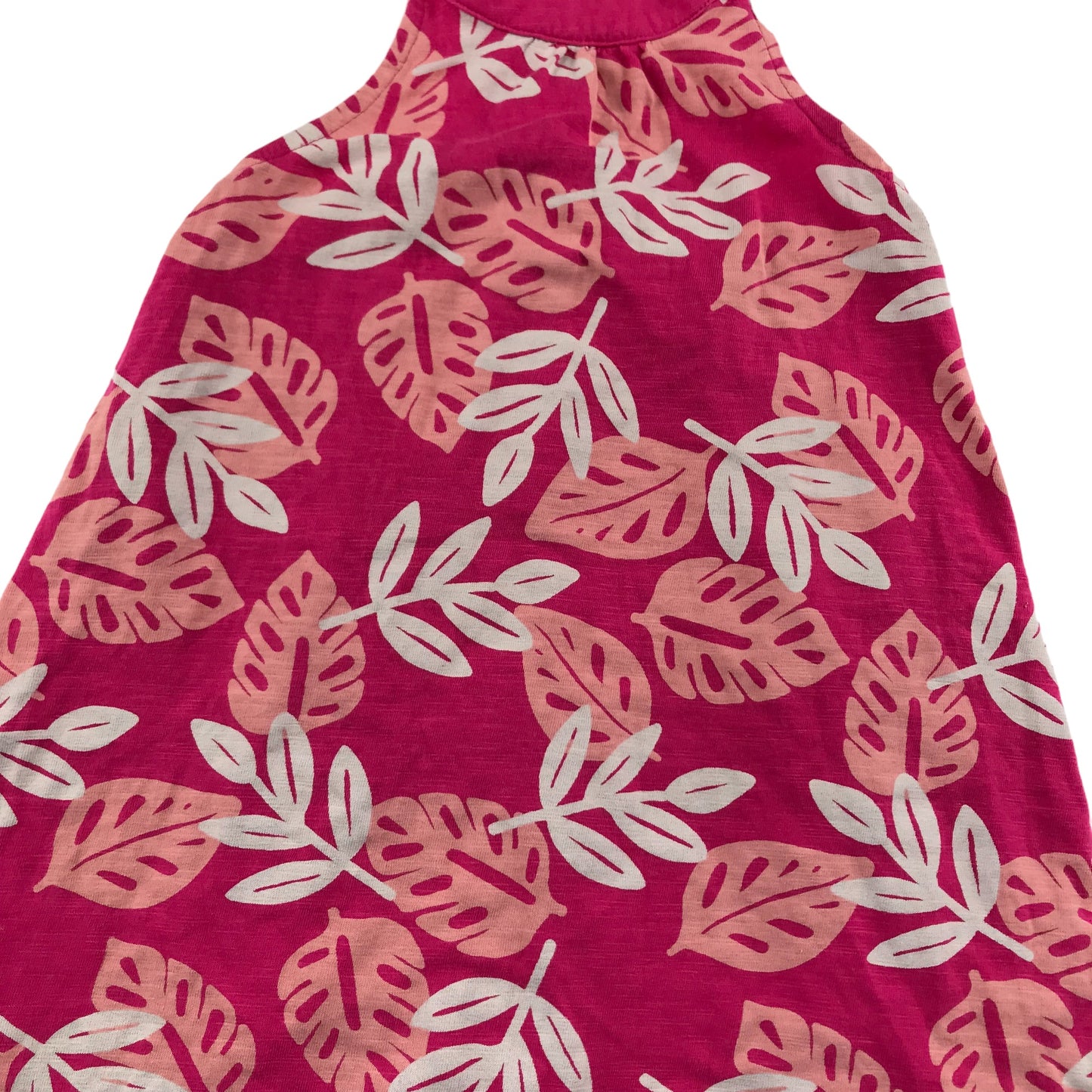 Okaidi Dress Age 4-5 Pink Leaf Pattern Cotton