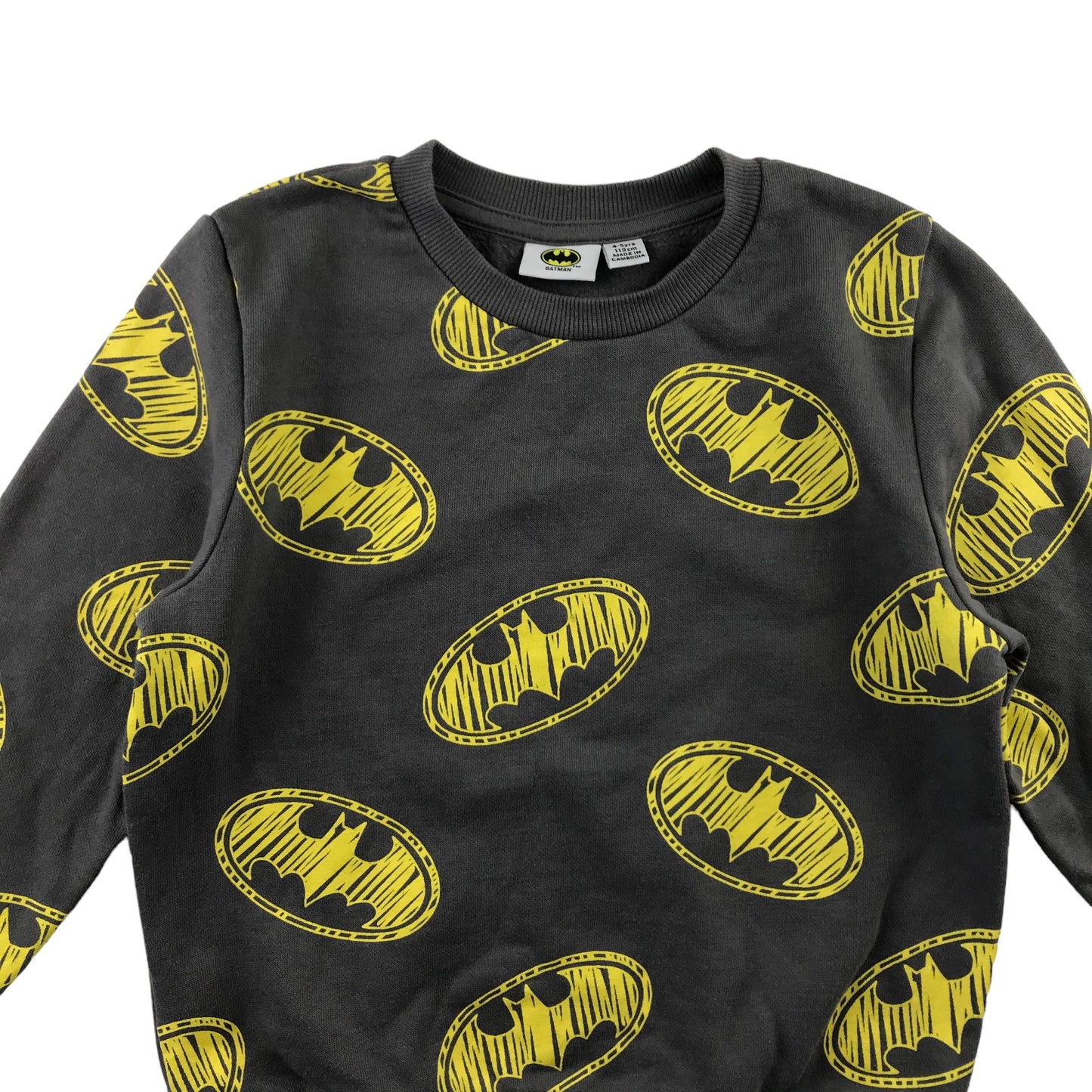 Primark sweater 4-5 years grey Batman bat signal graphic print