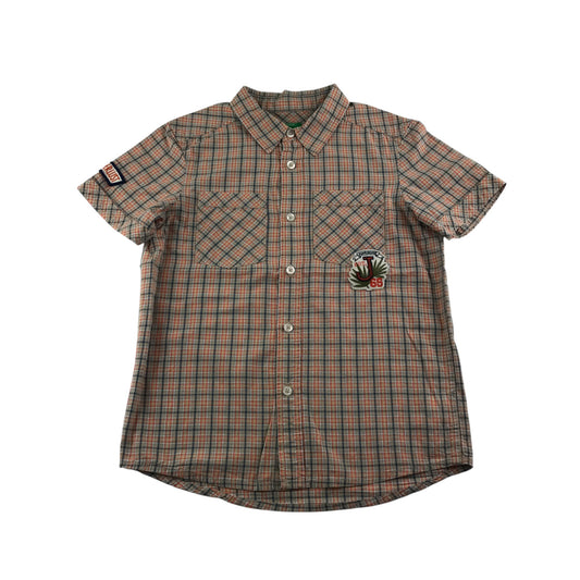 Benetton shirt 8-9 years orange checked with patches