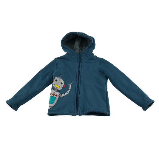 Mountain Warehouse Hooded Fleece 5-6 Years Turquoise Robot Pattern Cotton