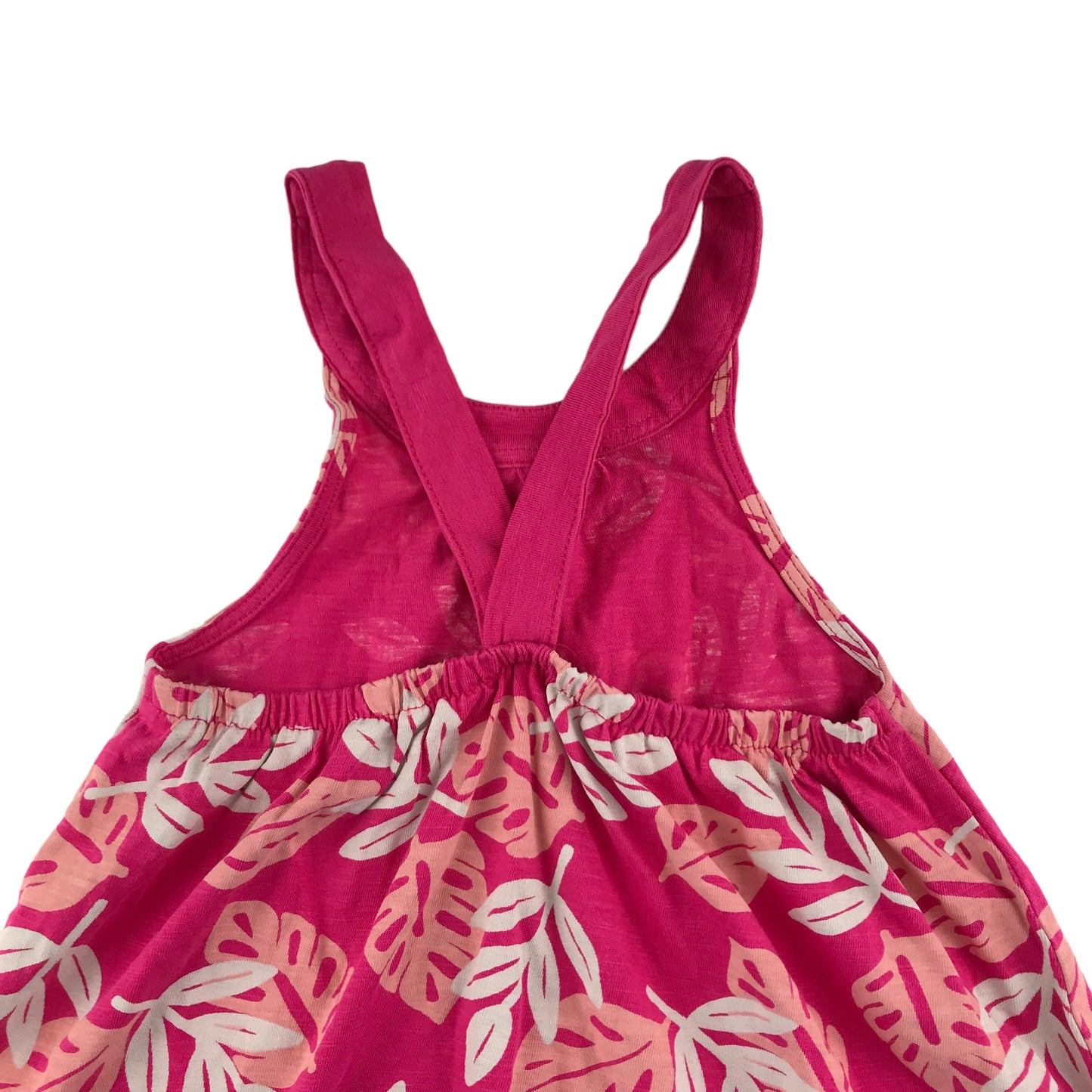 Okaidi Dress Age 4-5 Pink Leaf Pattern Cotton