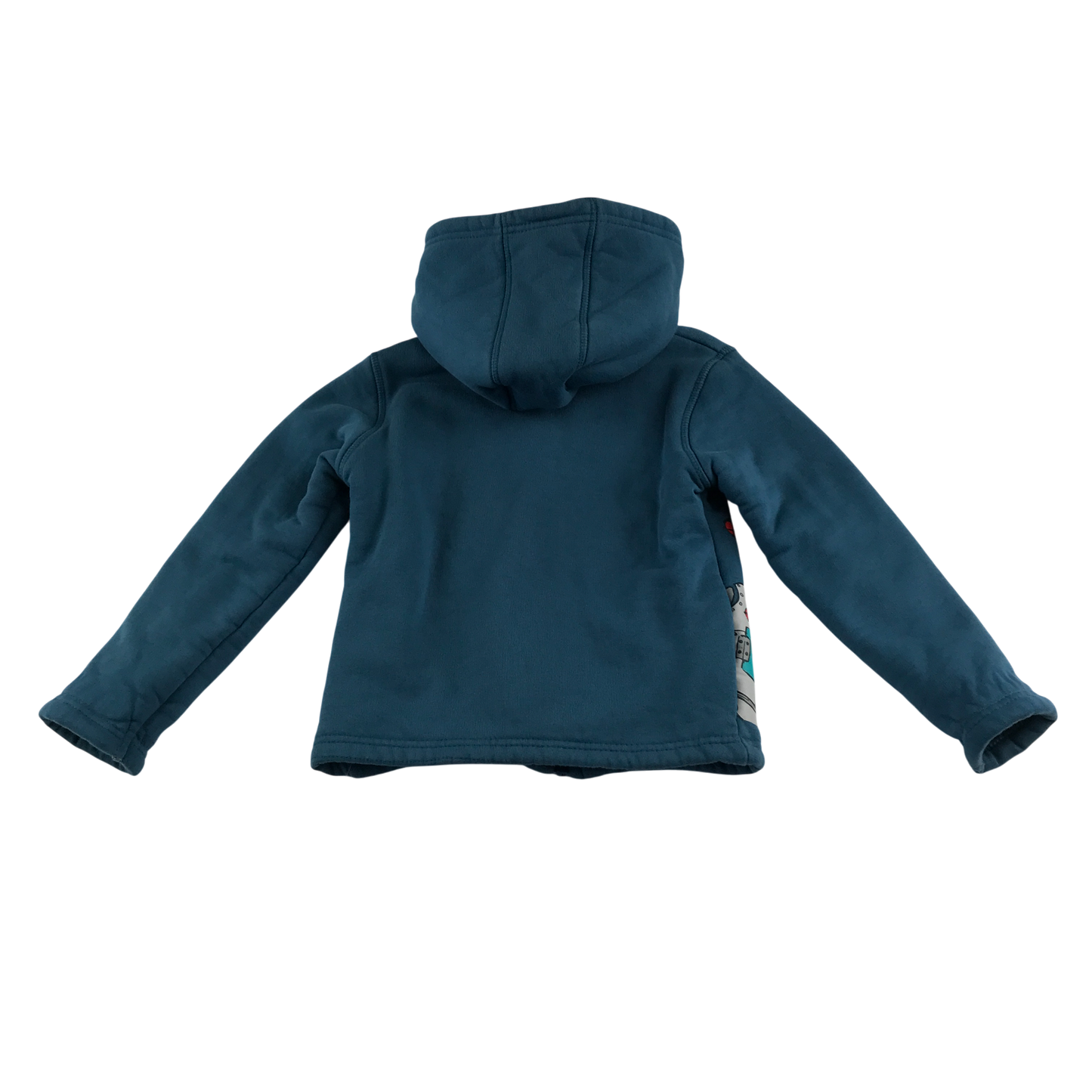 Mountain Warehouse Hooded Fleece 5-6 Years Turquoise Robot Pattern Cotton