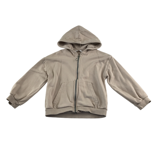 M&S Hooded Fleece 5-6 Years Beige Zip Up