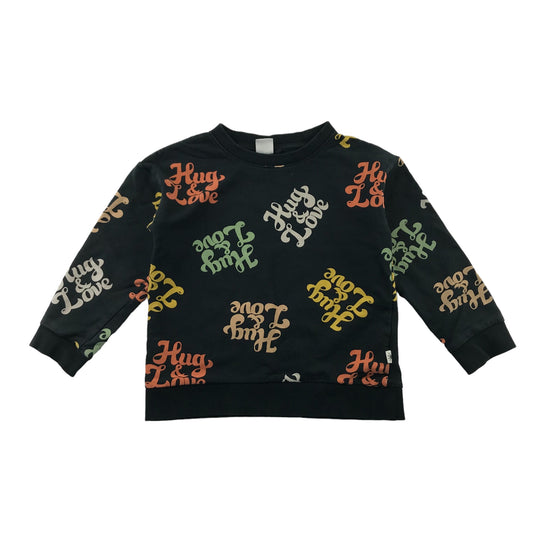 Lindex sweater 4-5 years black text graphic design