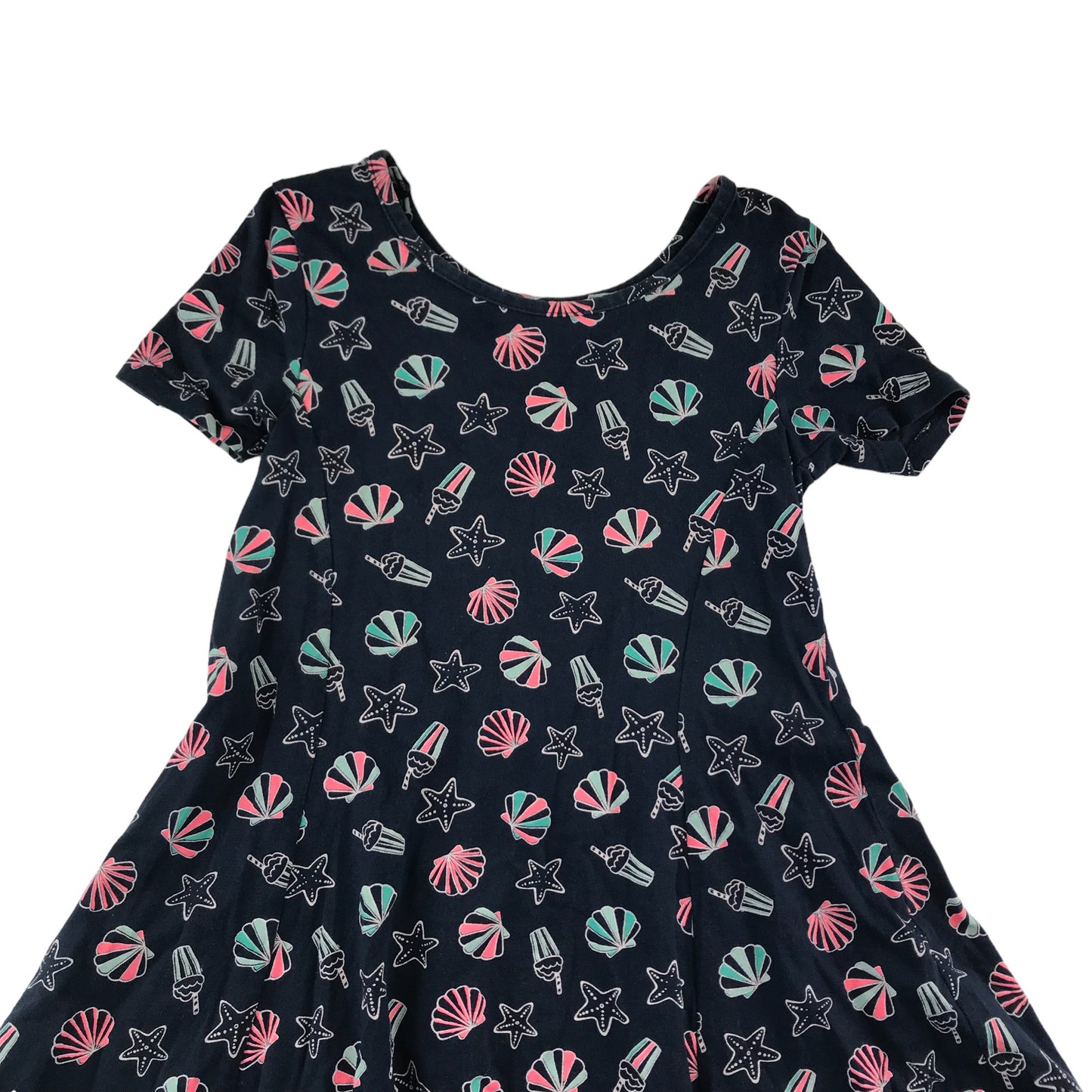 M&S Dress Age 6 Navy Beach Shell Pattern