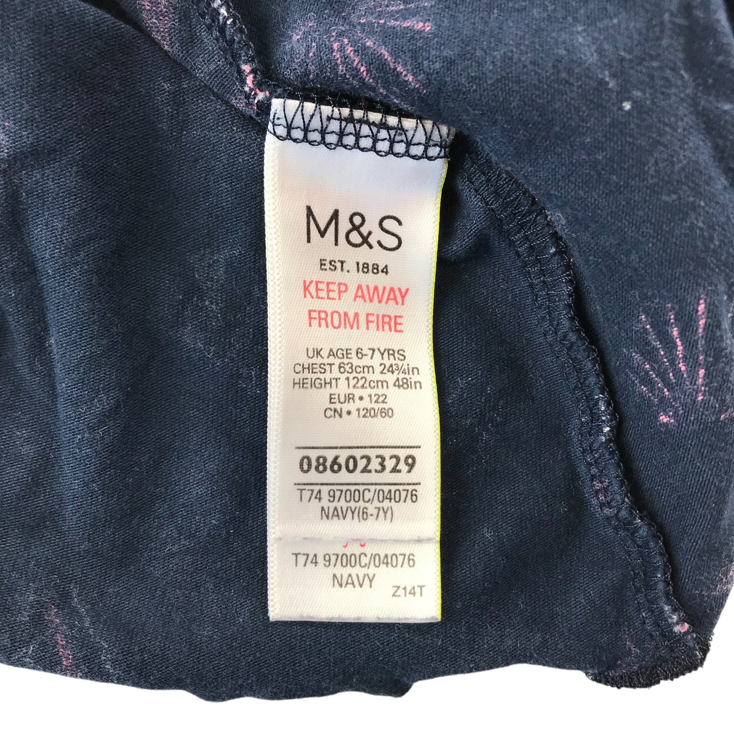 M&S Dress Age 6 Navy Beach Shell Pattern