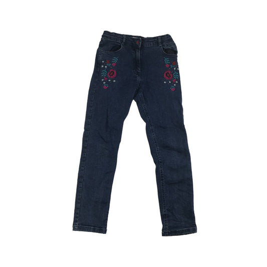 Ou Pareil Jeans Age 9-10 Blue Floral Embroidered