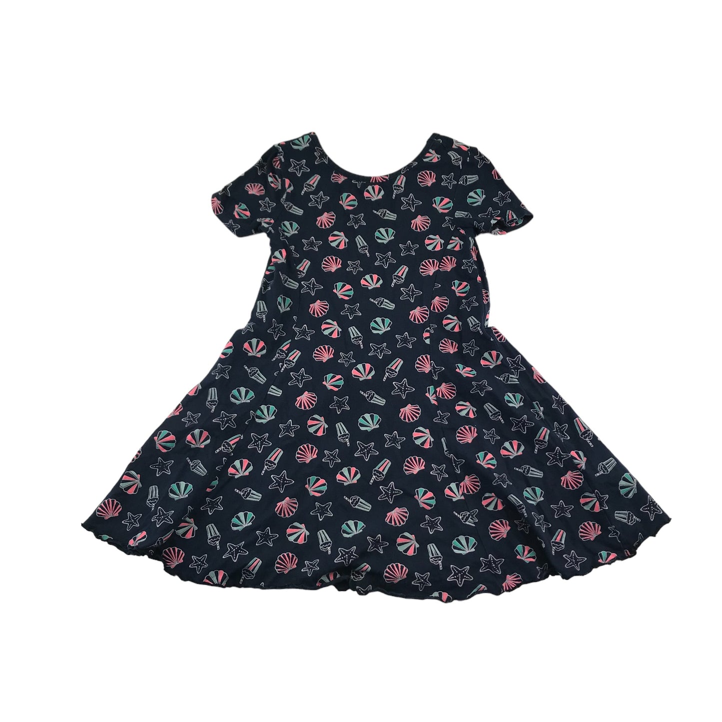 M&S Dress Age 6 Navy Beach Shell Pattern