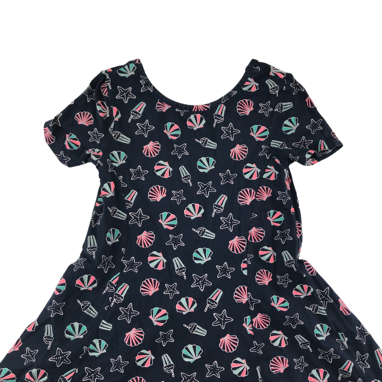 M&S Dress Age 6 Navy Beach Shell Pattern