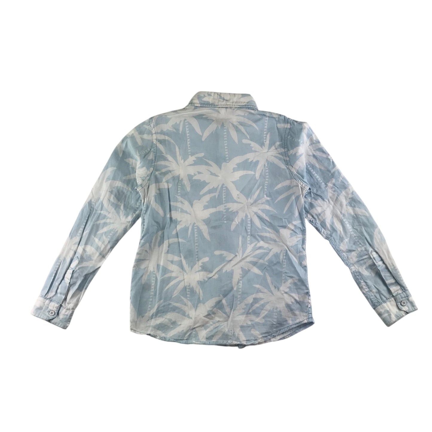 Polarn O. Pyret shirt 8-10 years blue and white floral design