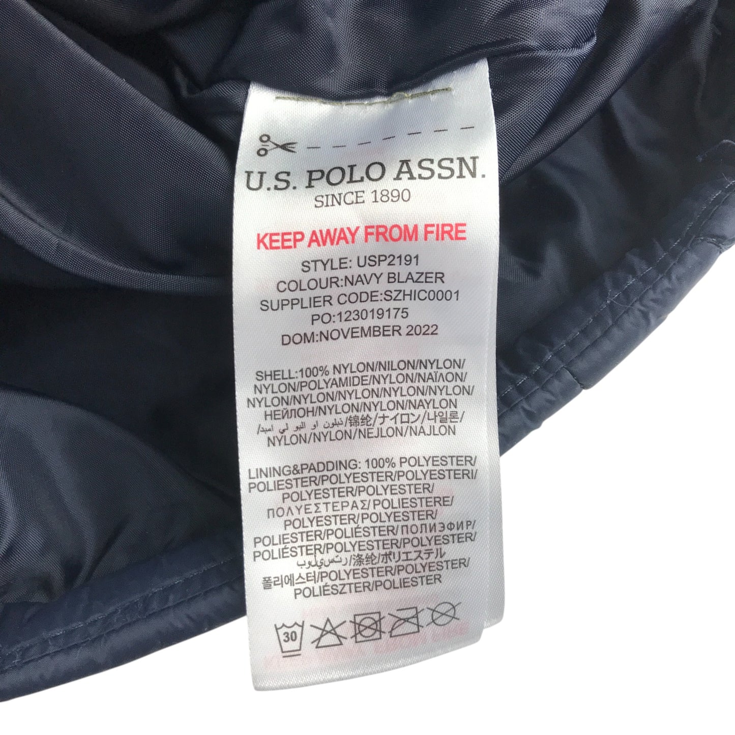 U.S. Polo Assn. jacket 9-10 years navy light puffer