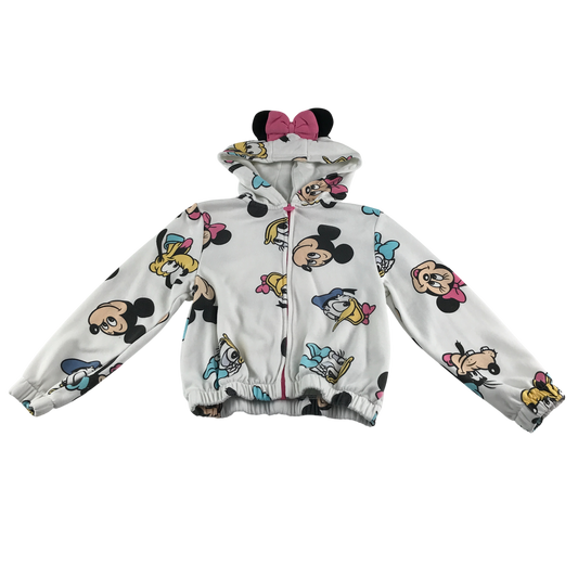 Primark Hooded Fleece 7-8 Years White Disney Print Zip Up