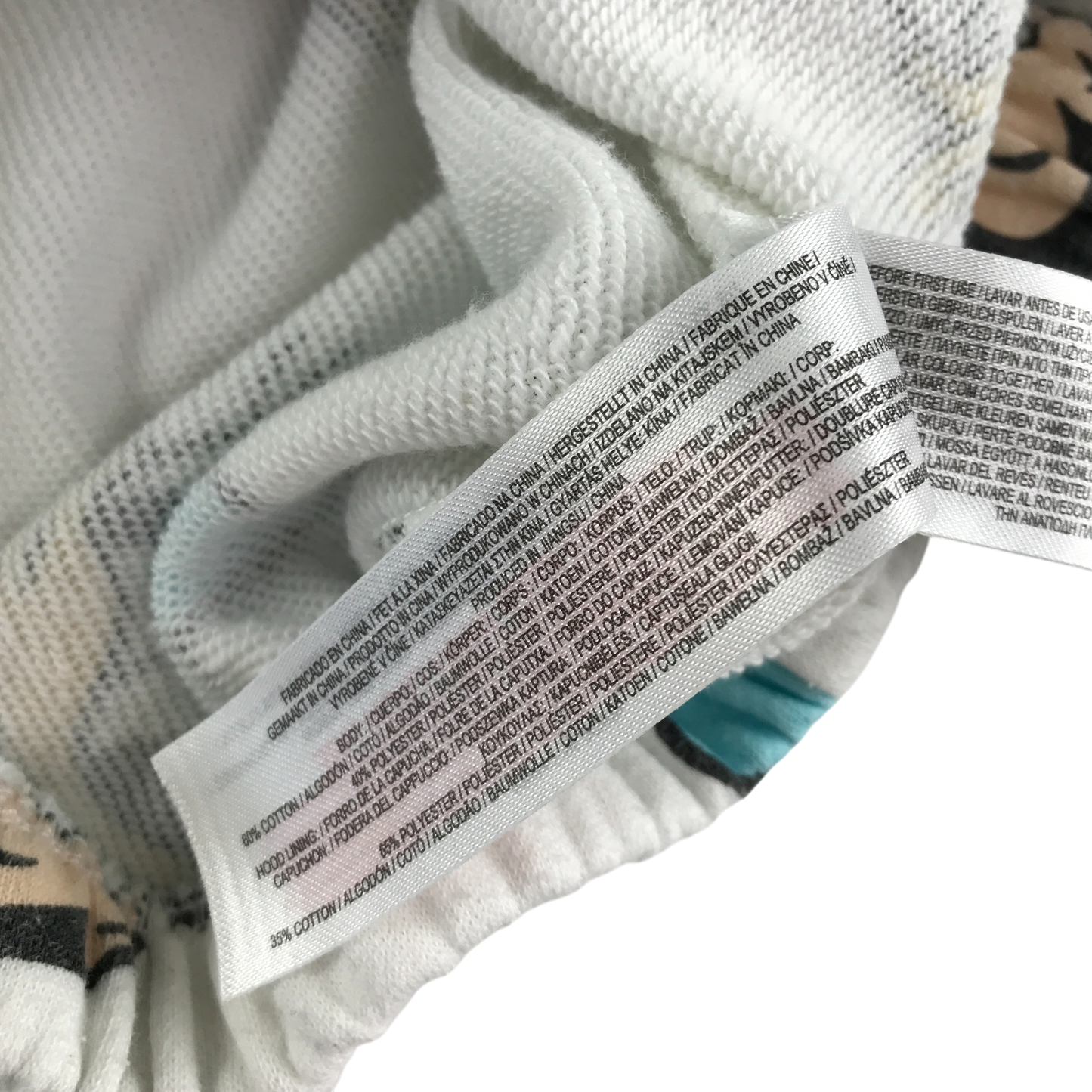 Primark Hooded Fleece 7-8 Years White Disney Print Zip Up