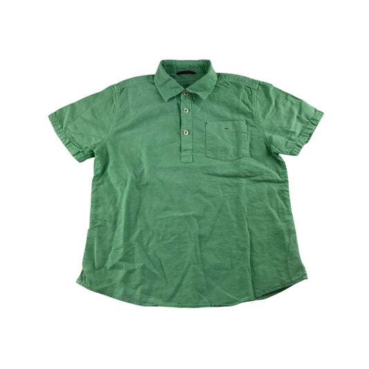 Boden shirt 9-10 years green plain cotton linen blend