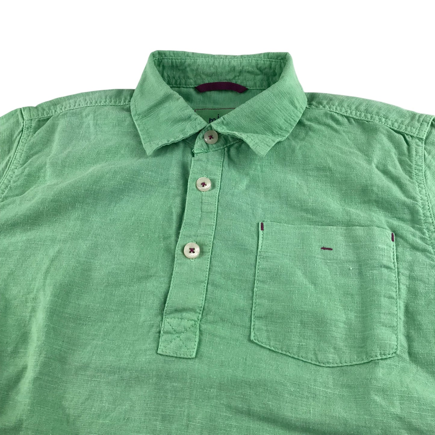 Boden shirt 9-10 years green plain cotton linen blend