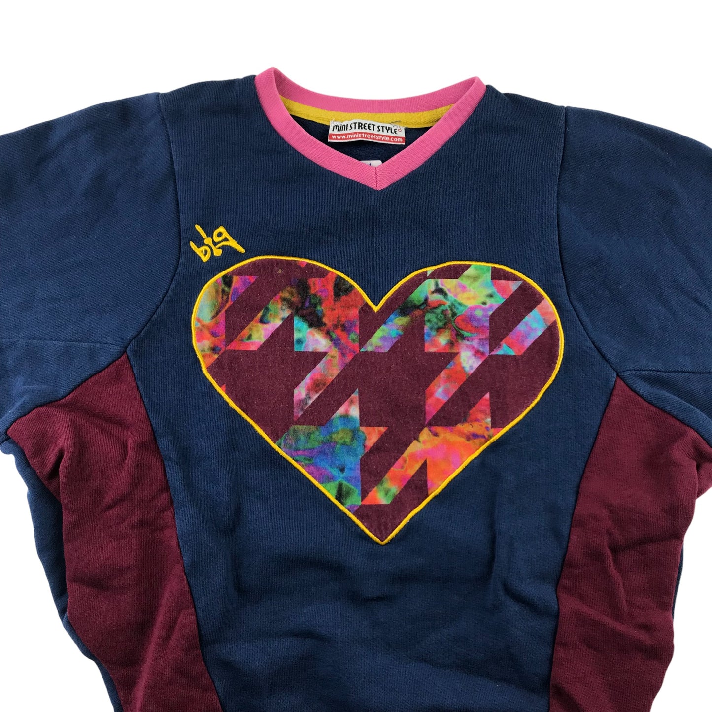 Mini Street Style sweater 4 years Navy love heart graphic design cotton