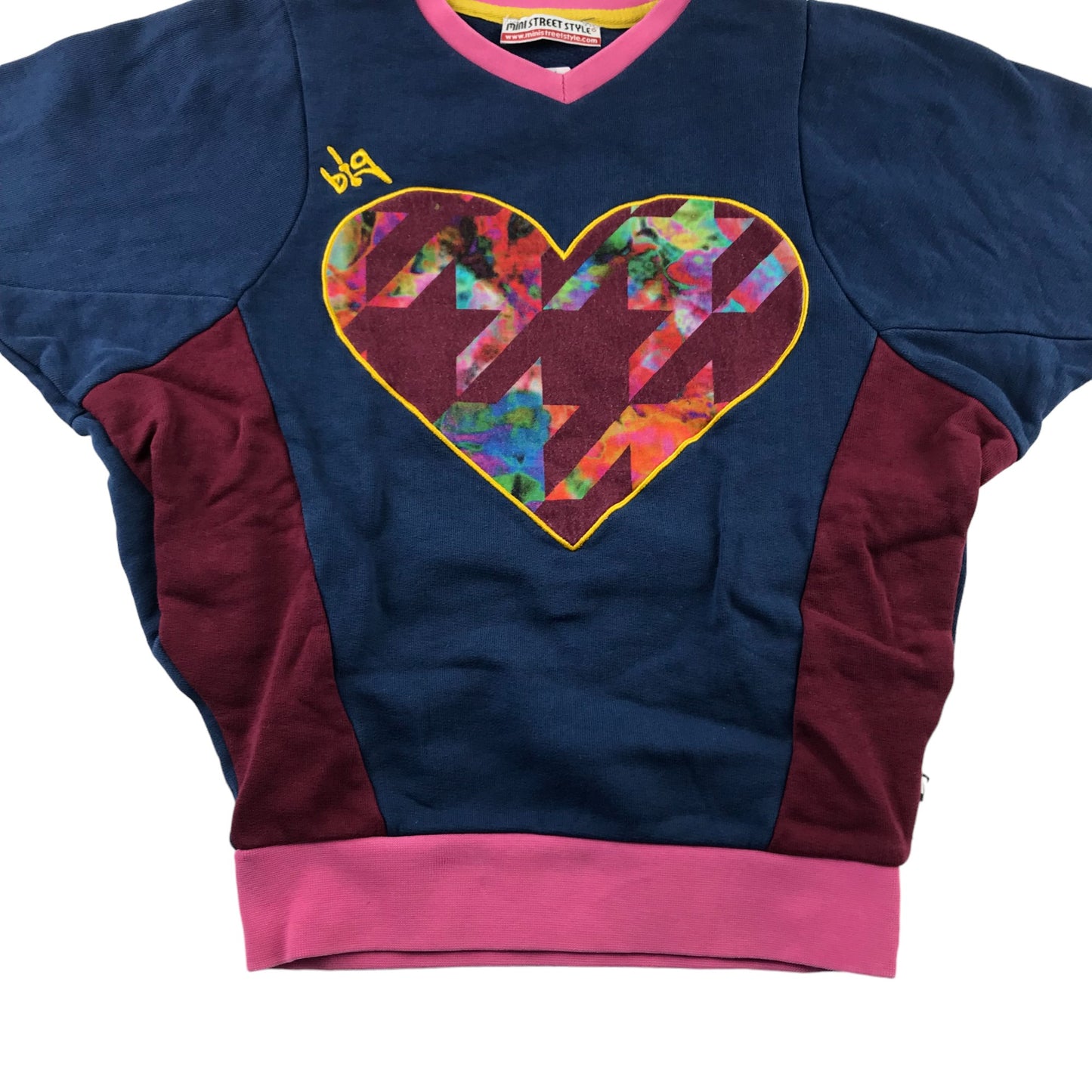 Mini Street Style sweater 4 years Navy love heart graphic design cotton