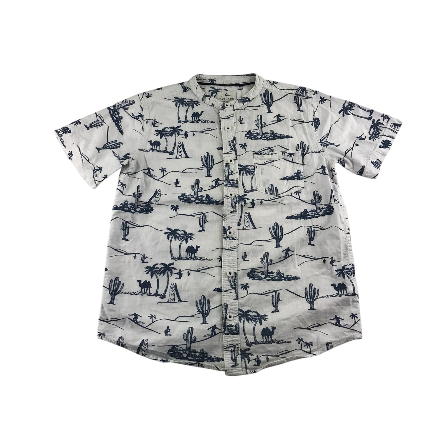 Fatface shirt 10-11 years white and navy desert themed design cotton