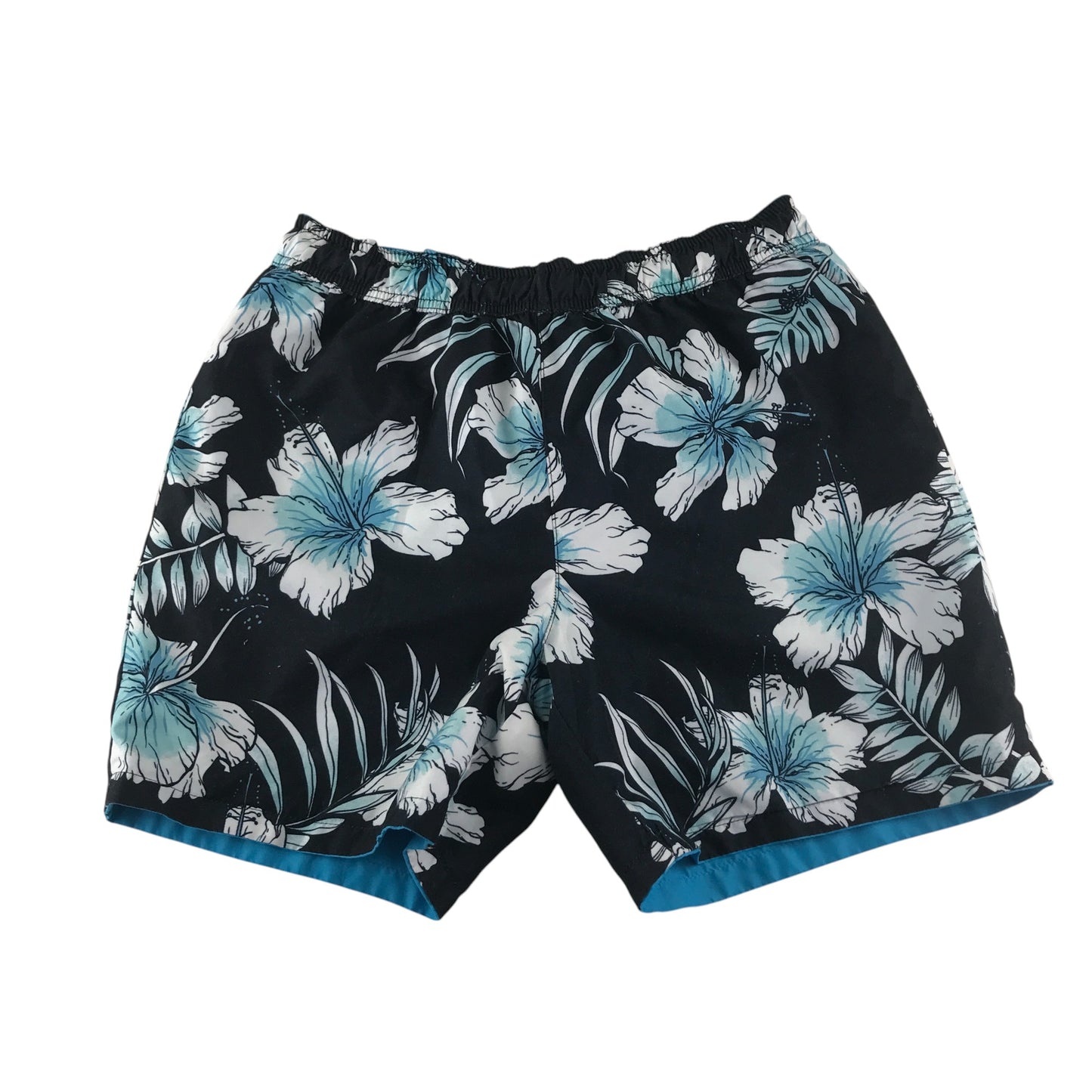 Easy swim trunks men's S blue and floral reversible