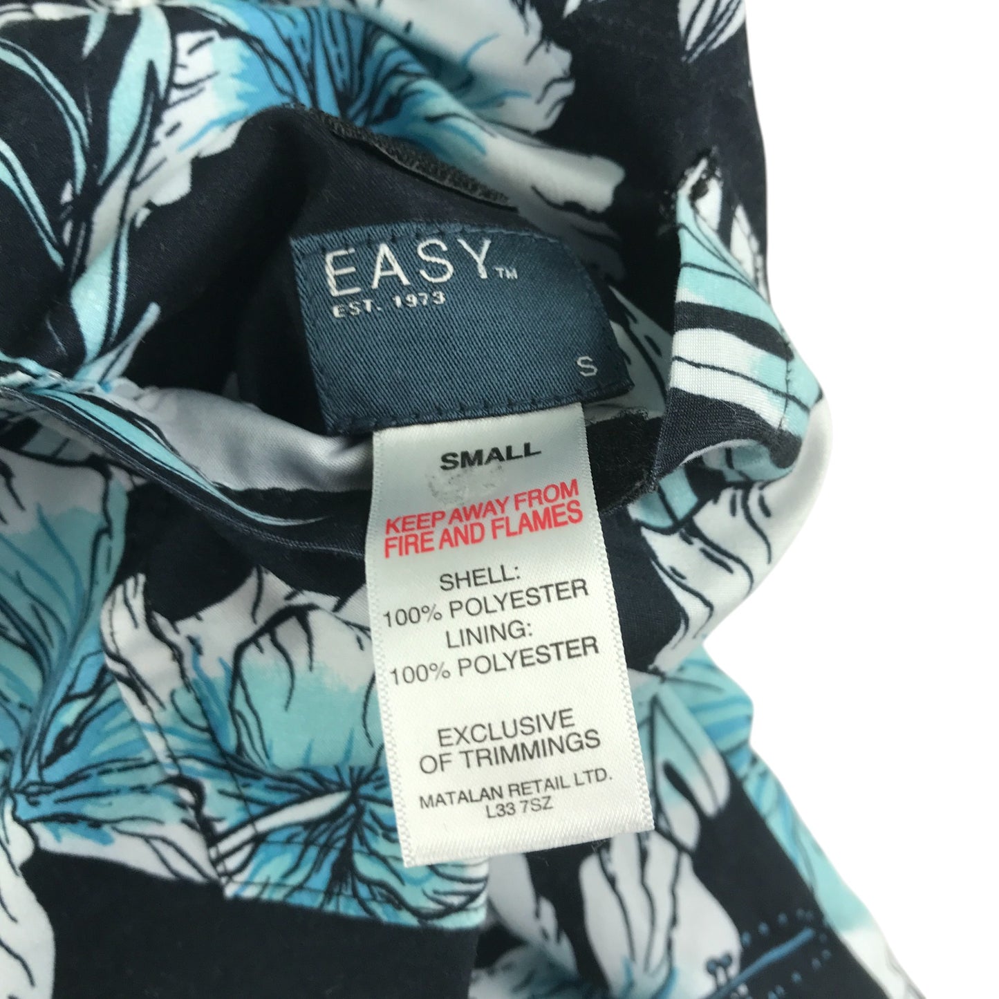 Easy swim trunks men's S blue and floral reversible