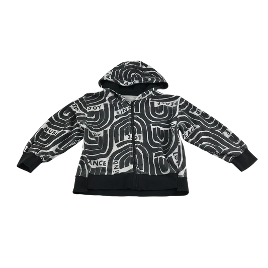 George Hoodie 8-9 Years Black White Zip Up Geometric Print Cotton