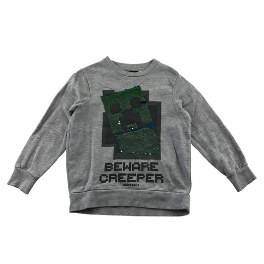 Next sweater 6 years Grey Minecraft Creeper sequin reversible graphic design