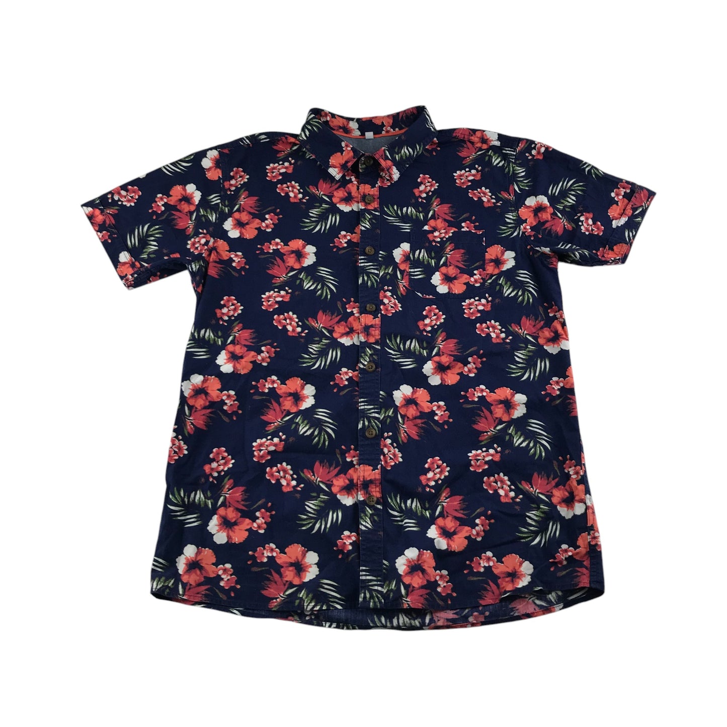 M&S shirt 13-14 years navy with red floral design cotton