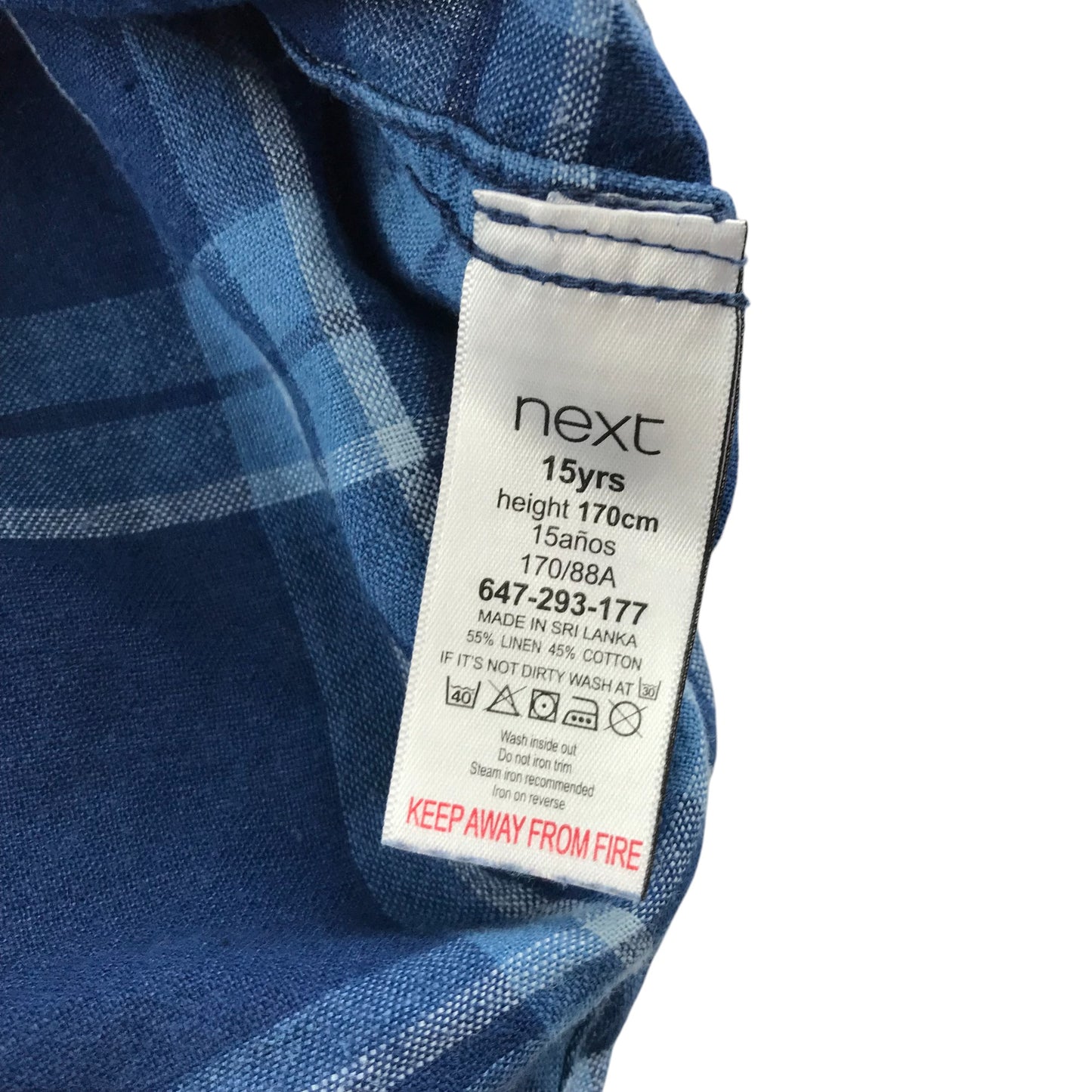 Next shirt 14-15 years navy checked button up