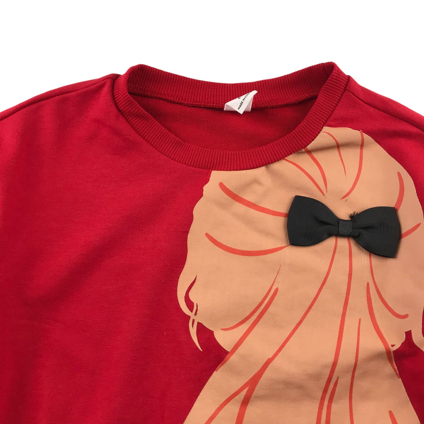 Shein sweater 6 years red girls pony tail with bowtie