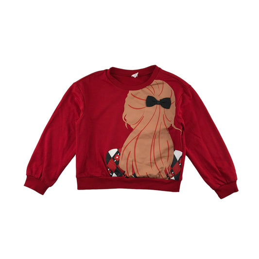 Shein sweater 6 years red girls pony tail with bowtie