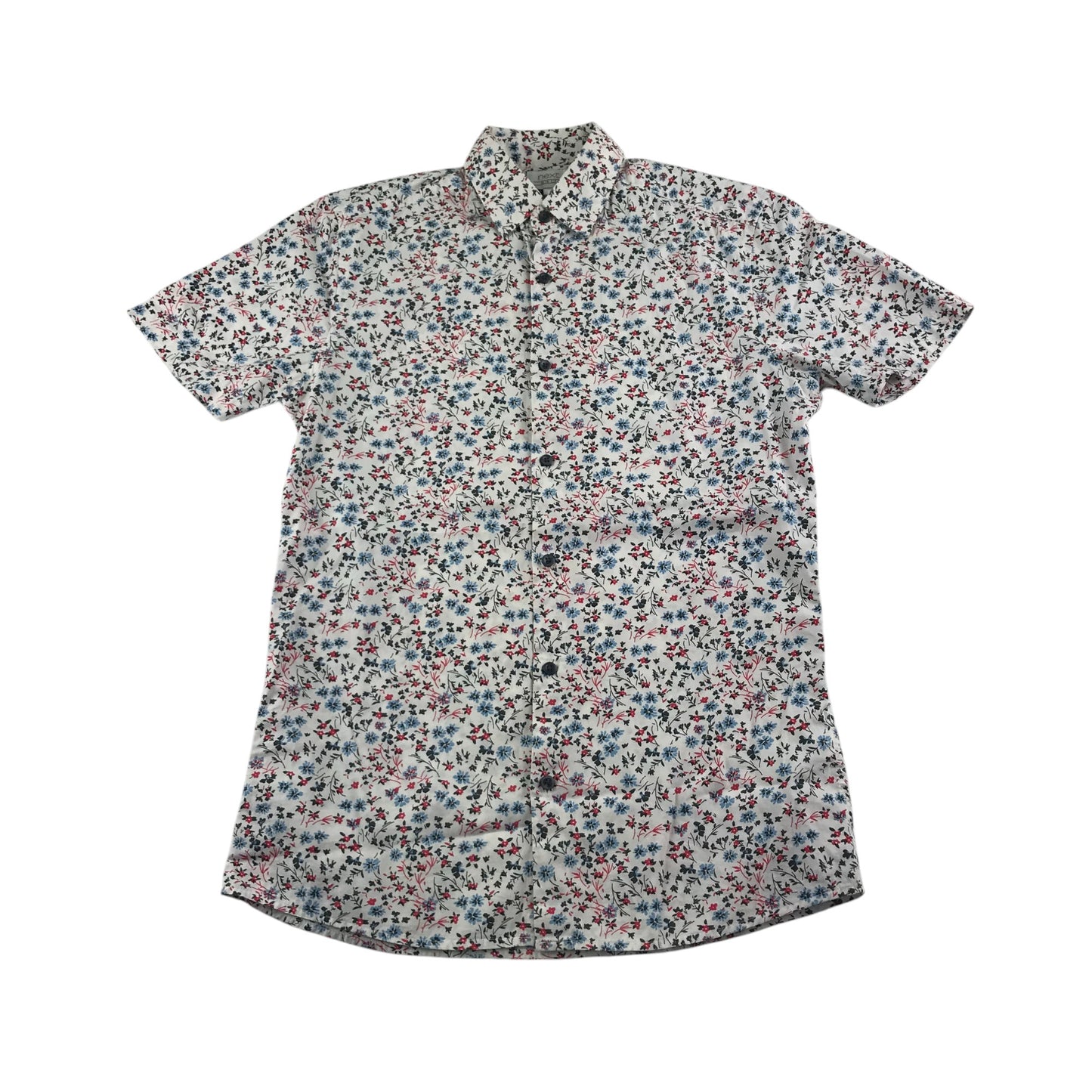 Next shirt men's XS years white floral print design cotton