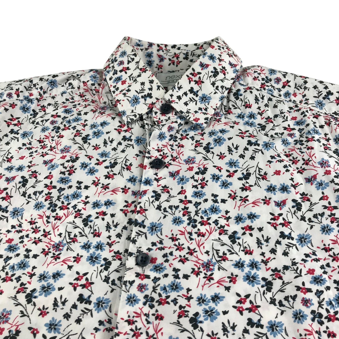 Next shirt men's XS years white floral print design cotton