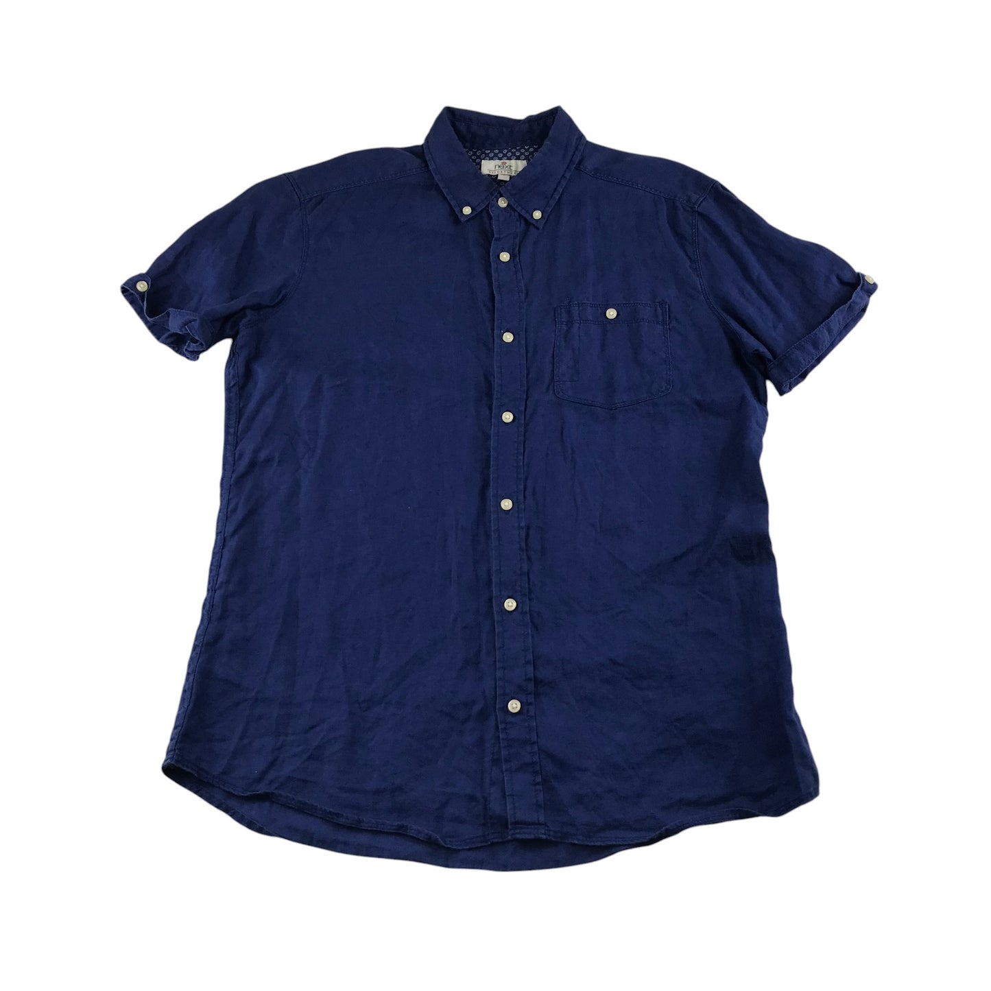 Next shirt men's M years navy plain button up linen