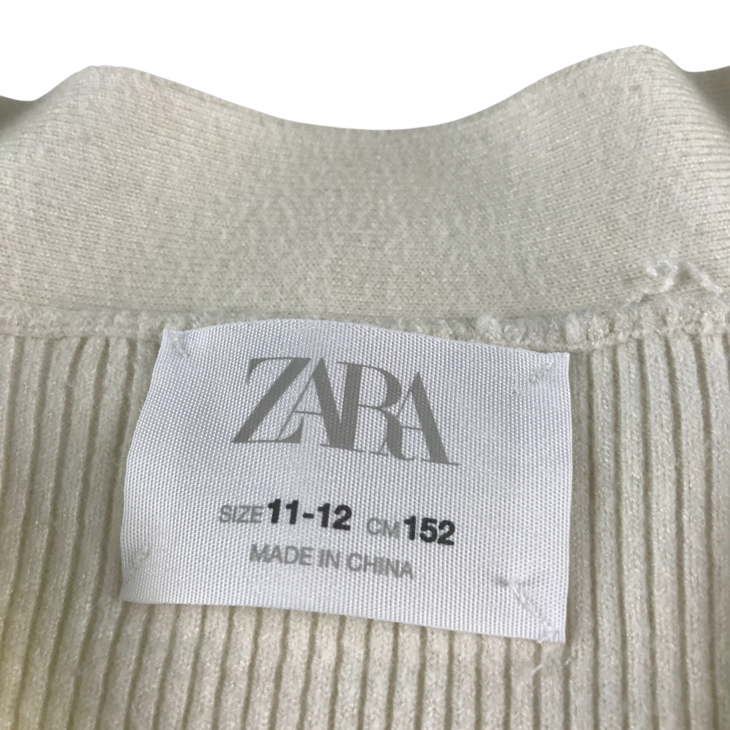 Zara Cardigan 11-12 Years Cream Button Up Rib Knit