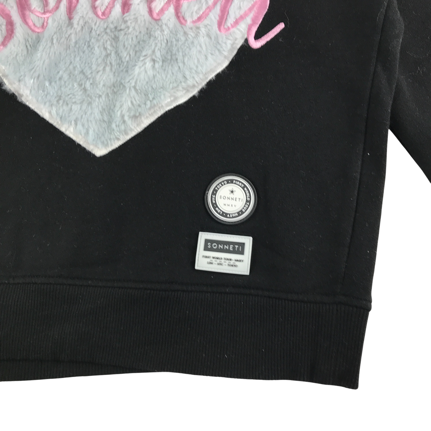 Sonneti Jumper 12-13 Years Black Love Heart Print