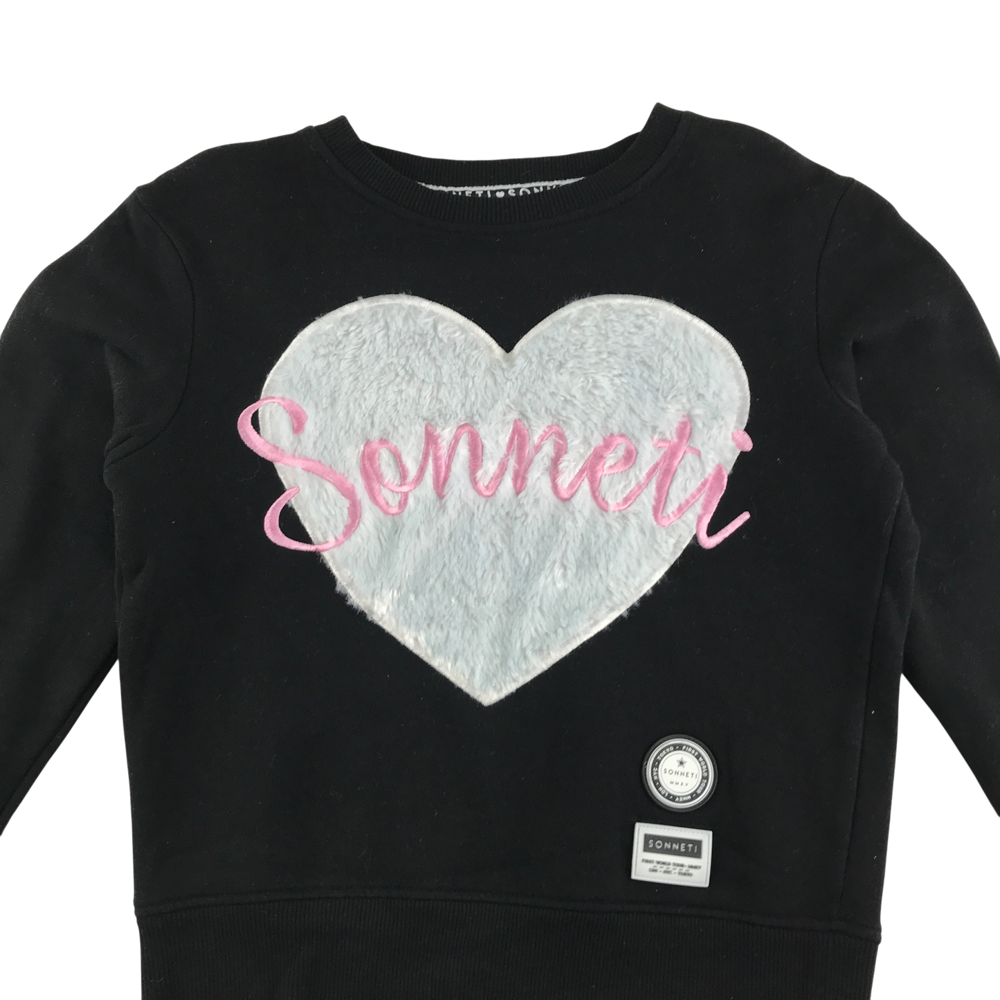 Sonneti Jumper 12-13 Years Black Love Heart Print