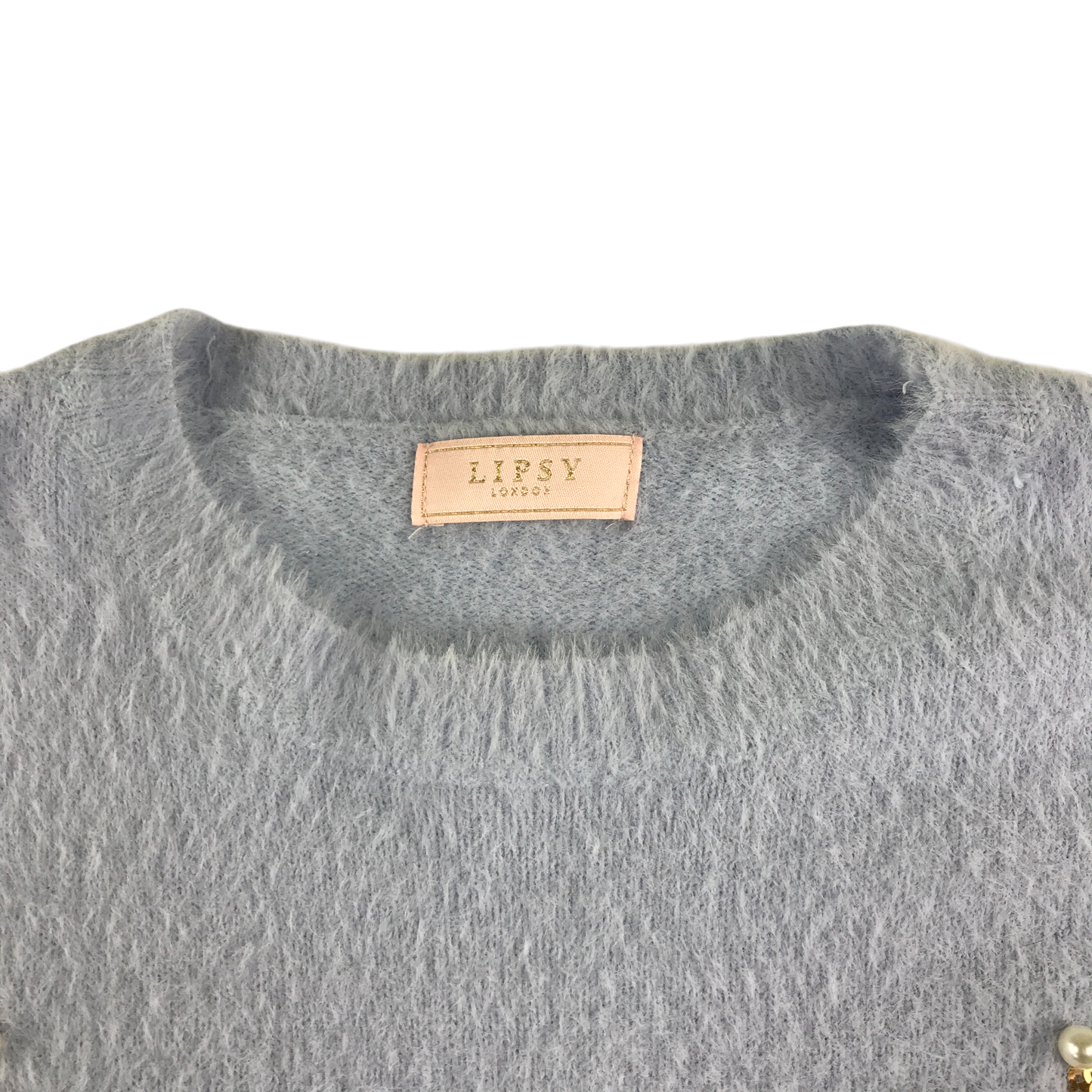 Lipsy Jumper 13-14 Years Blue Fluffy Knit with Sequin Pattern