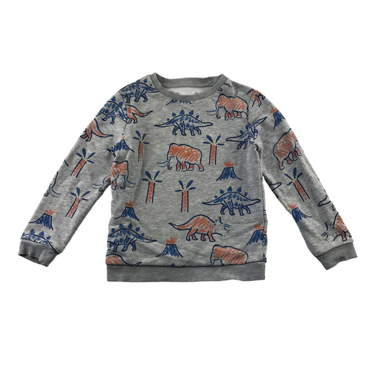 M&S sweater 5-6 years grey dinosaur graphic print