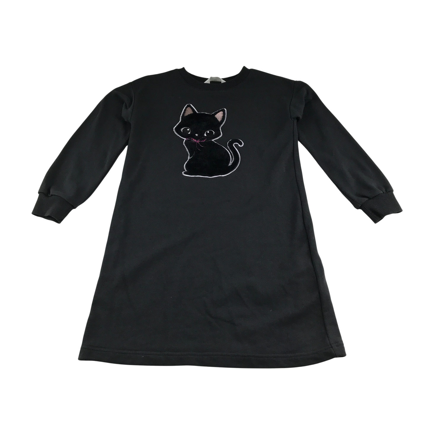 H&M Jumper Dress 9-10 Years Black with Cat Print