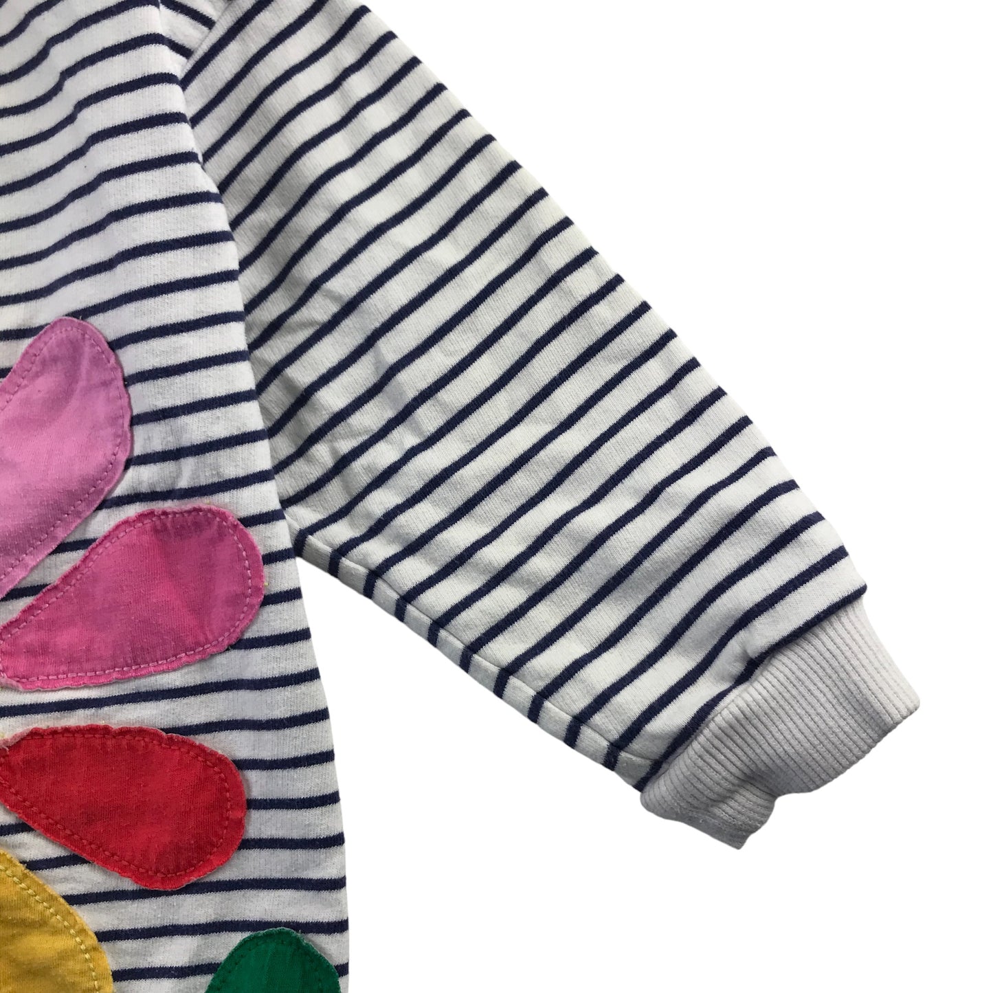 Next sweater 5-6 years White and Navy Stripy with Colourful Flower Cotton