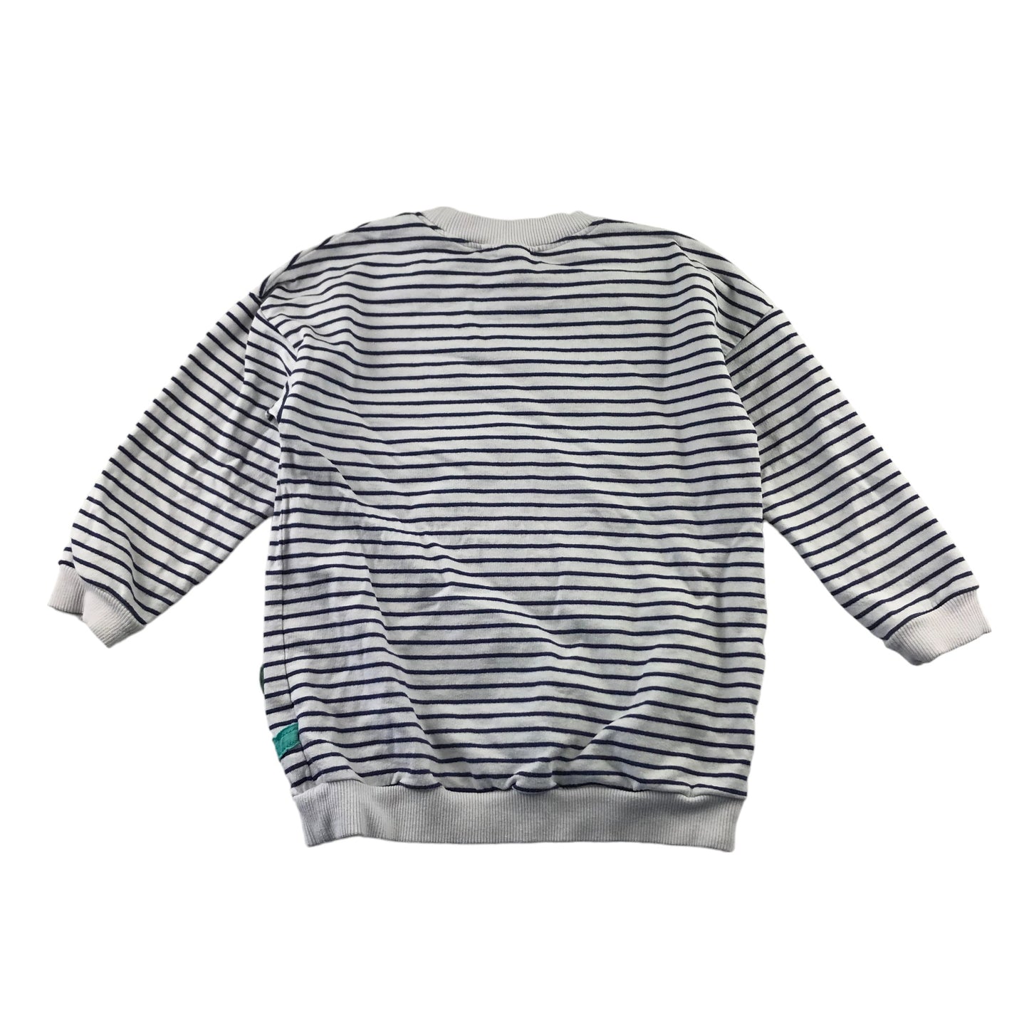 Next sweater 5-6 years White and Navy Stripy with Colourful Flower Cotton