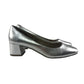 M&S Insolia Low Heel Shoes Shoe Size 5.5 Silver Shiny Hunky Heel