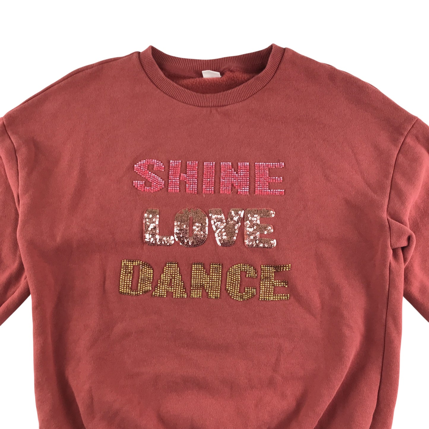 Next Sweater 10-11 Years vintage pink sequin text design